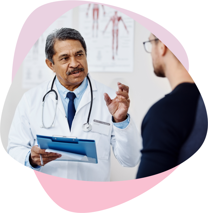 Doctor explaining angioplasty procedure to a patient