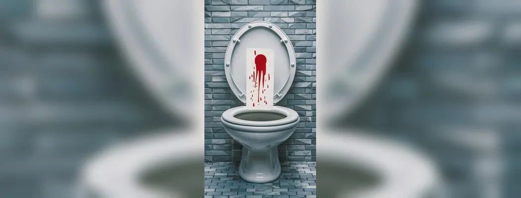 Toilet bowl showing signs of blood