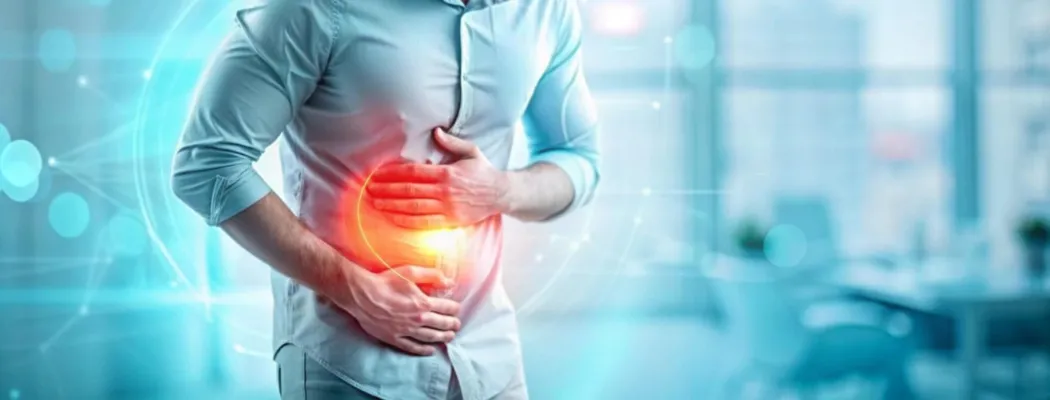 Man with pain in his stomach